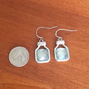 Dangly Pierced Earrings With Light Aqua Stone